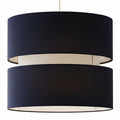 Double Layer Pendant Lampshade, Navy and White, 21.5cm Height x 25.5cm Diameter, Dual ES/BC Fitting (Navy)