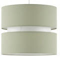 Double Layer Pendant Lampshade, Sage Green and White, 21.5cm Height x 25.5cm Diameter, Dual ES/BC Fitting (Sage)