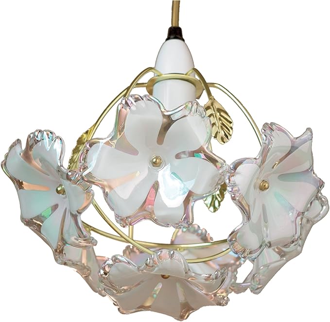 Easy Fit Loxton 20cm White Pearl Flower Ceiling Pendant Shade Chrome Frame