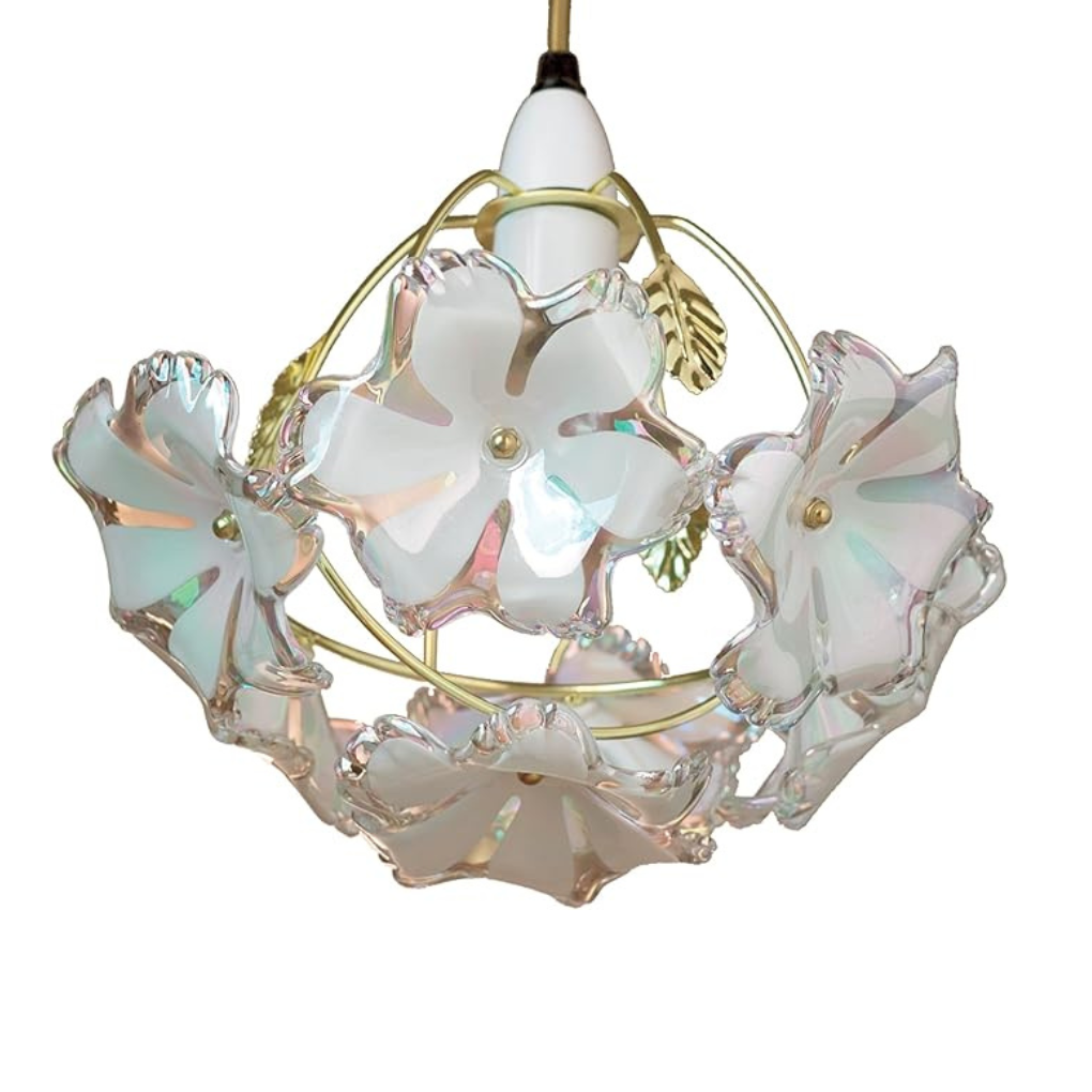 Easy Fit Loxton 20cm White Pearl Flower Ceiling Pendant Shade Chrome Frame