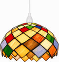 Easy Fit Multi-Colour Patchwork Design Tiffany Glass Pendant Lampshade | Stained Glass