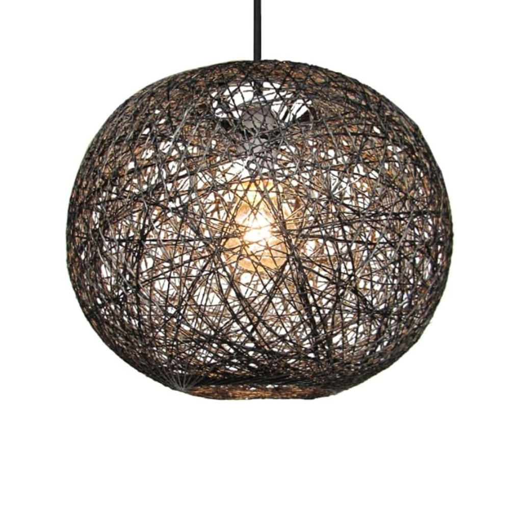 Rattan String Ball Pendant Lampshade - (Black)  Available in 10inch and 12inch