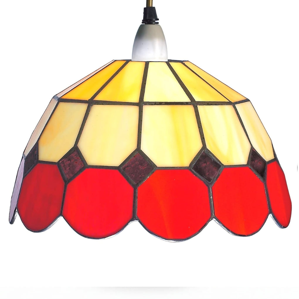 Easy-Fit Bistro Tiffany Stained Glass Shade - Red/Beige
