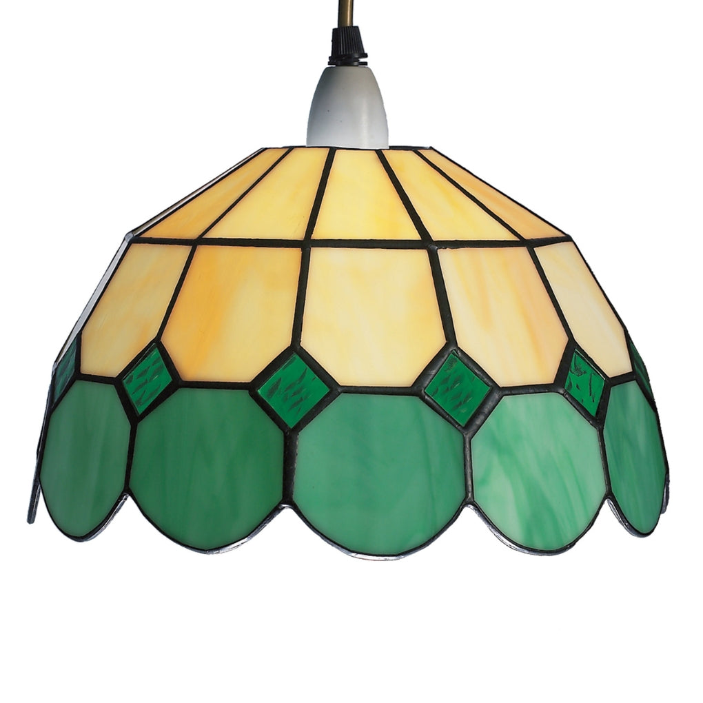 Easy-Fit Bistro Tiffany Stained Glass Shade - Green/Beige