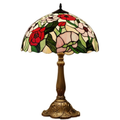 Large Poppy Stained Glass Tiffany Table Lamp Complete for Living Room Bedrooms Hallway Tables