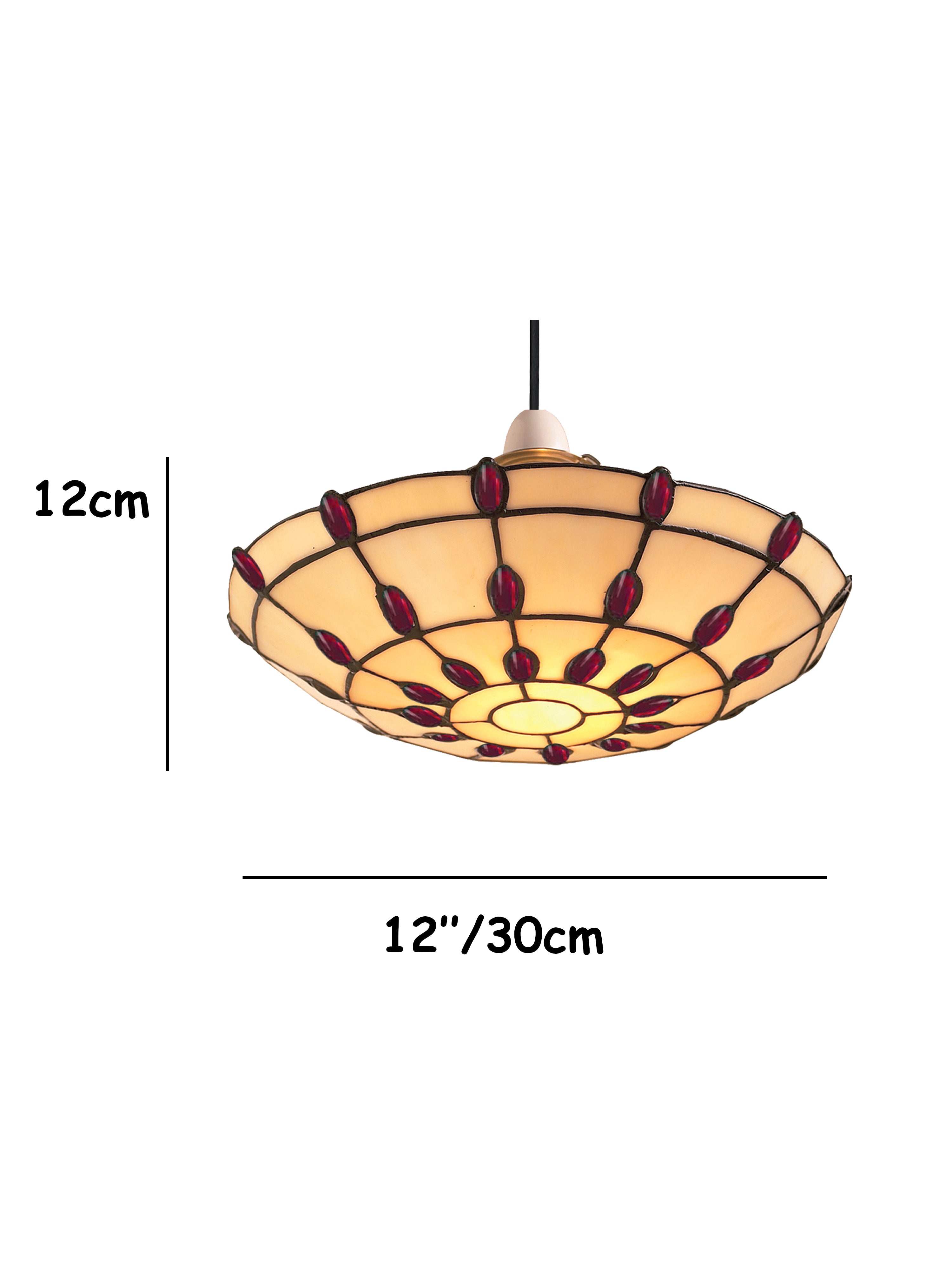 Jewel Tiffany Style Stained Glass Uplighter - EasyFit for Living Rooms, Bedrooms, and Hallways (Ruby)