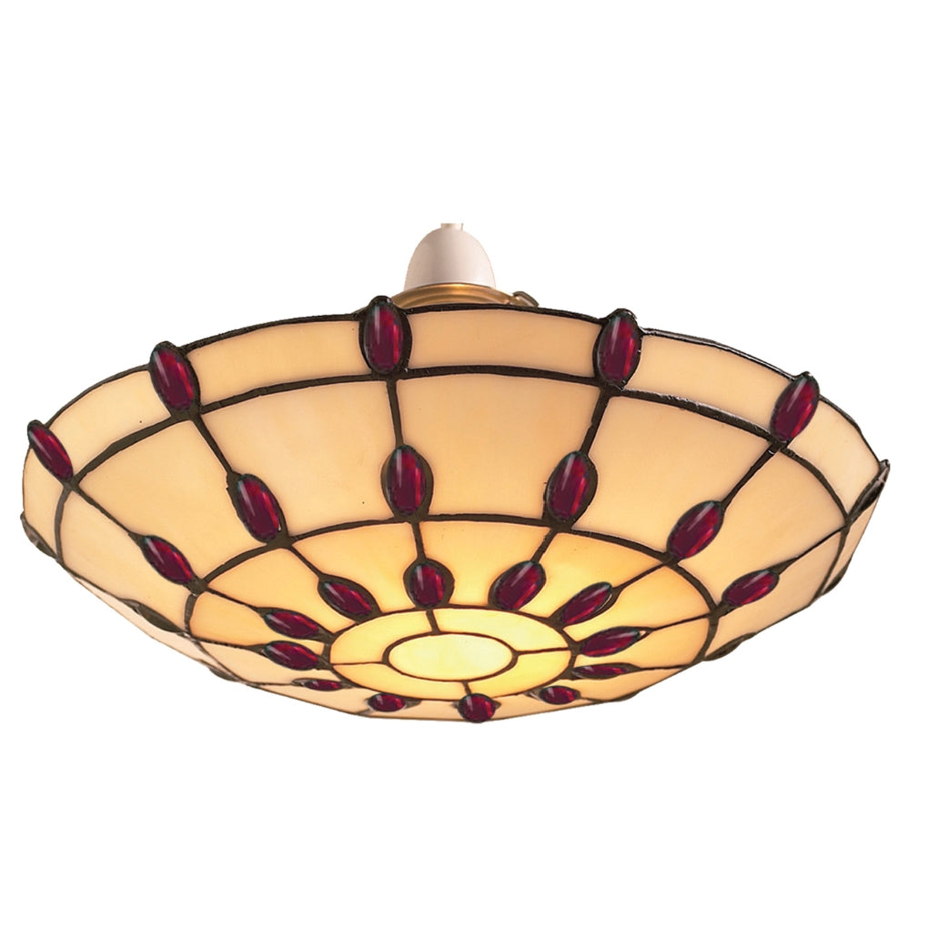 Jewel Tiffany Style Stained Glass Uplighter - EasyFit for Living Rooms, Bedrooms, and Hallways (Ruby)