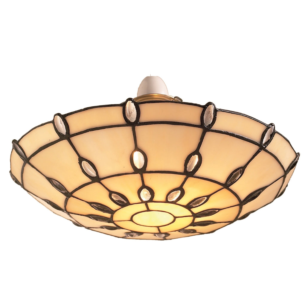 Jewel Tiffany Style Stained Glass Uplighter - EasyFit for Living Rooms, Bedrooms, and Hallways (Clear)
