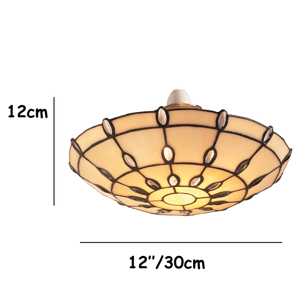 Jewel Tiffany Style Stained Glass Uplighter - EasyFit for Living Rooms, Bedrooms, and Hallways (Clear)