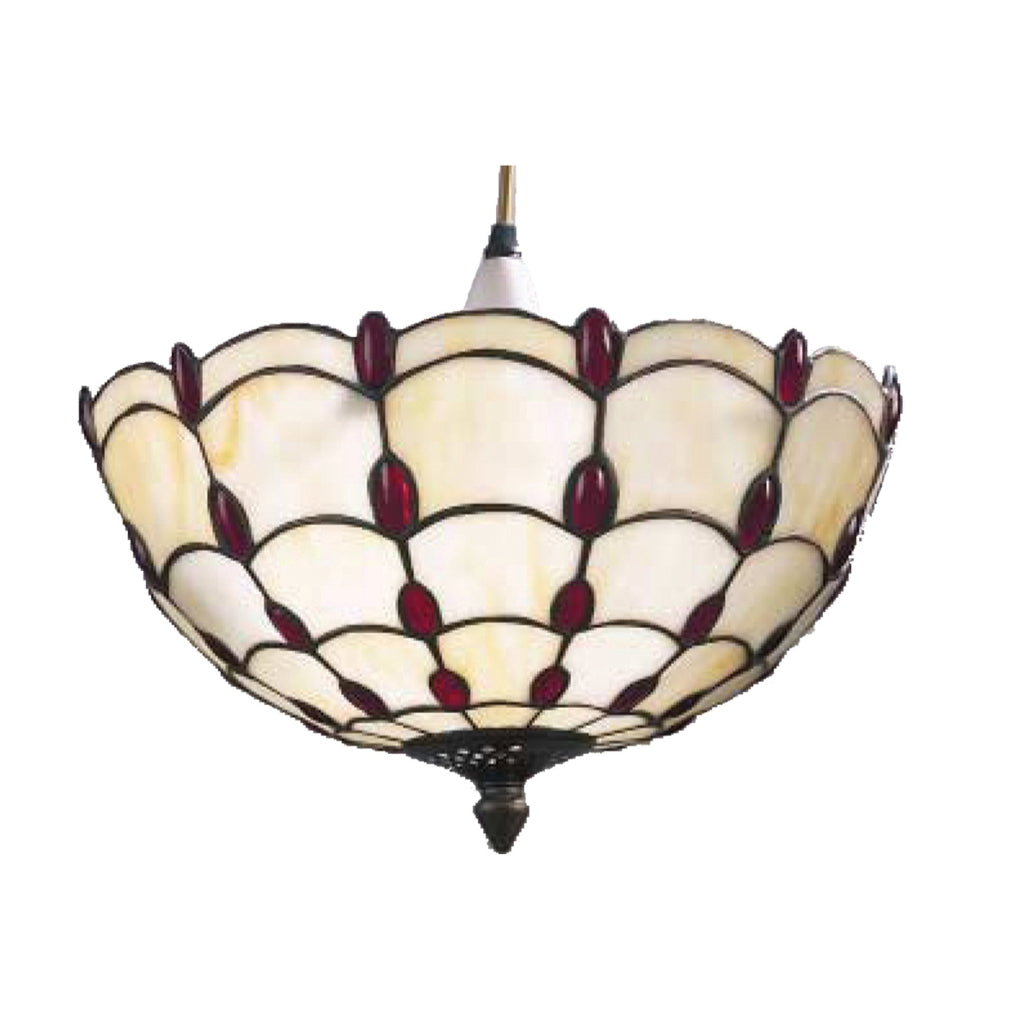 Stained Glass Ruby Jewelled Uplighter 14 inch Diameter