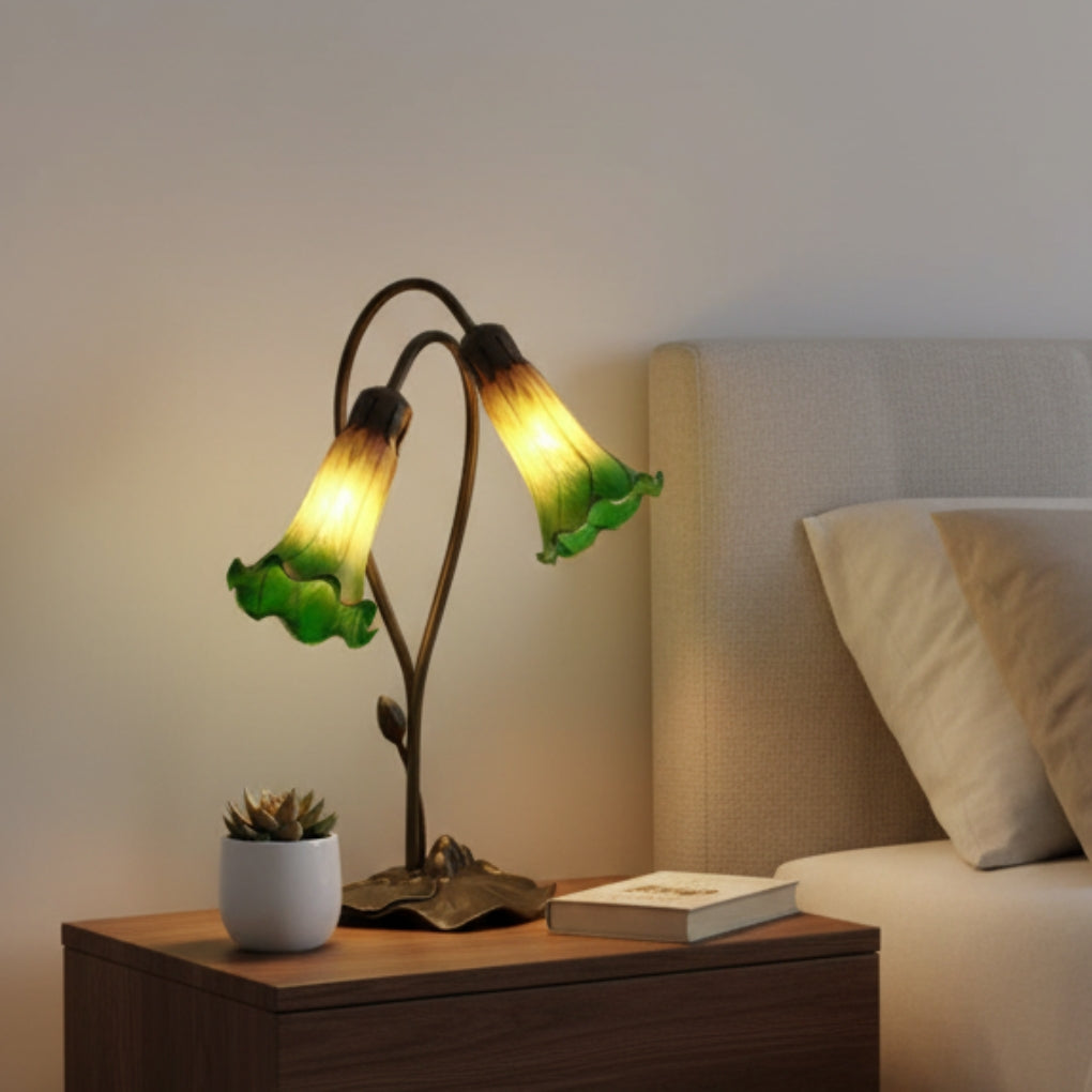 Loxton Lighting 2 Light Glass Harlequin Lily Table Lamp (L018AG)