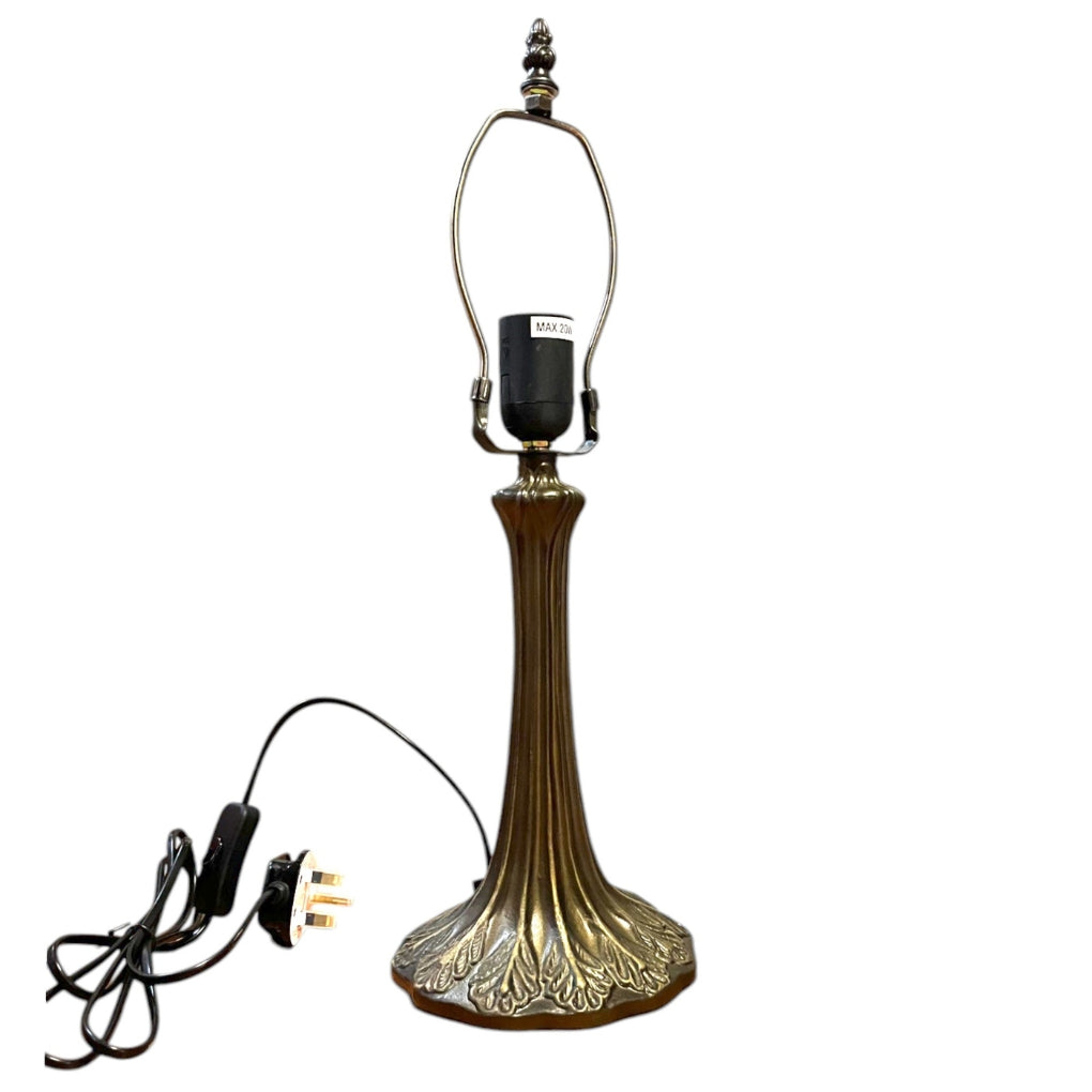 Table Lamp Base and Harp with UK Plug, Antique Brass Finish, Height 49cm, 30cm Dia Tiffany Shade Compatible, (L303M) [Energy Class A]