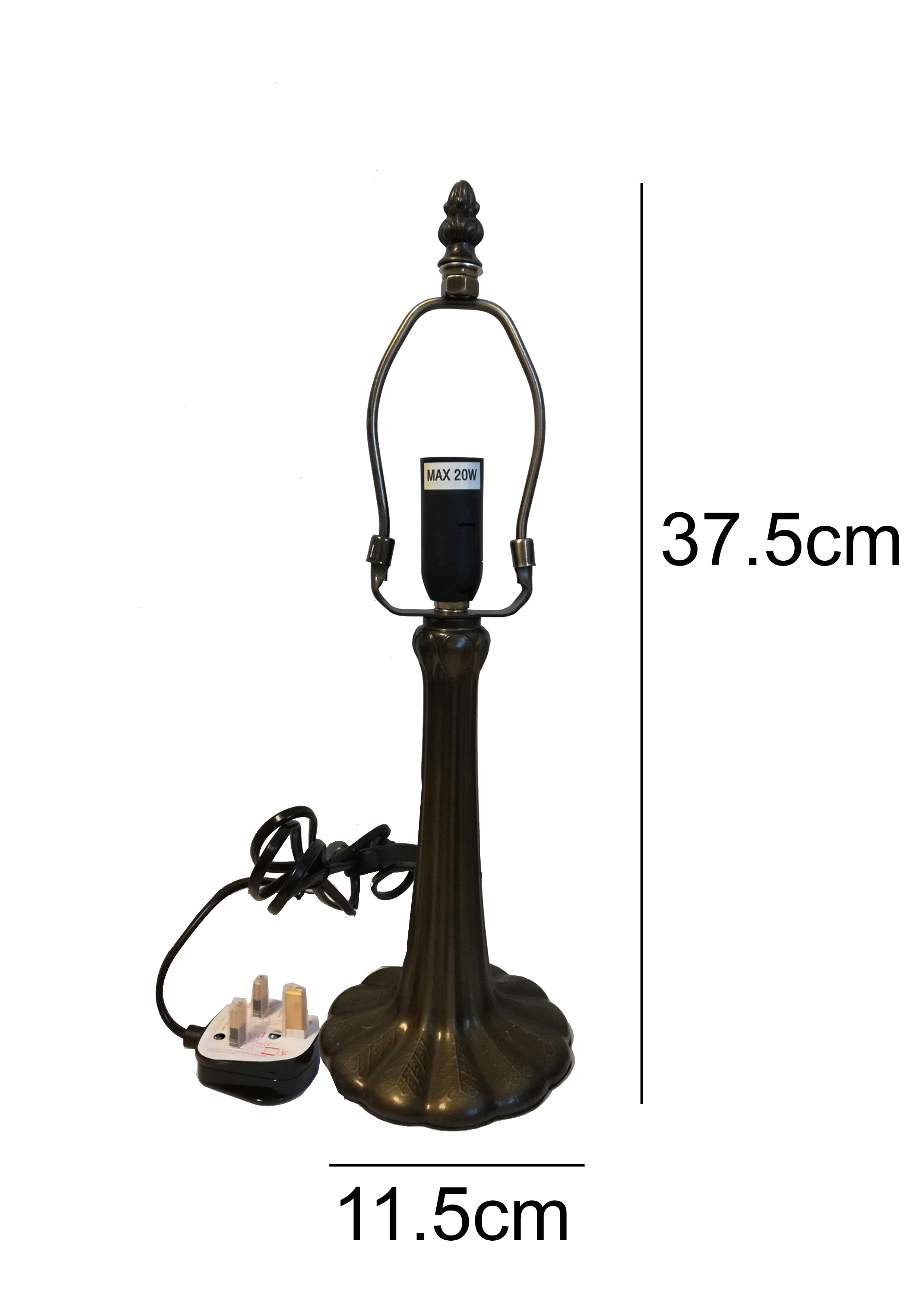 Vintage Style Table Lamp Base, 20W, 1.5m Cable, Bronze Antique Finish, Decorative Polyresin, Compatible with 20cm Diameter Tiffany Shade (L303S)