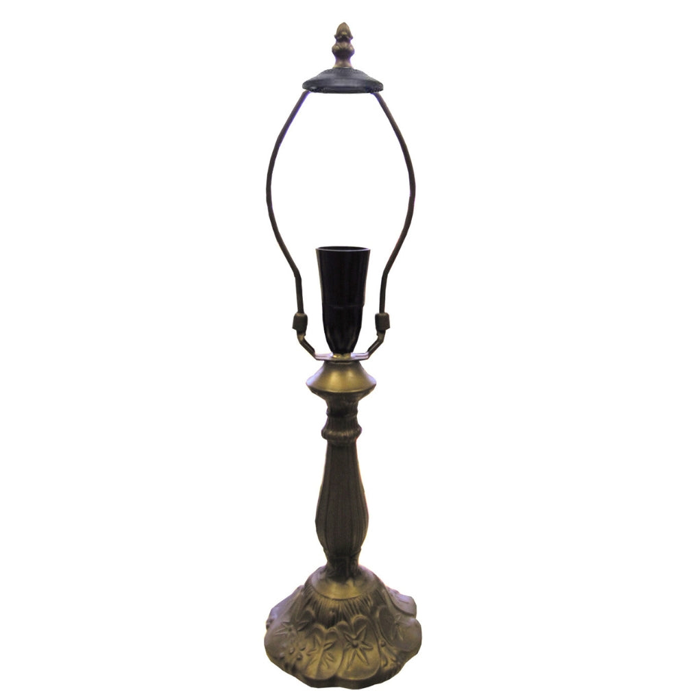 Table Lamp Base and Harp with UK Plug, Antique Brass Finish, Height 49cm, 30cm Dia Tiffany Shade Compatible, (L305M) [Energy Class A]