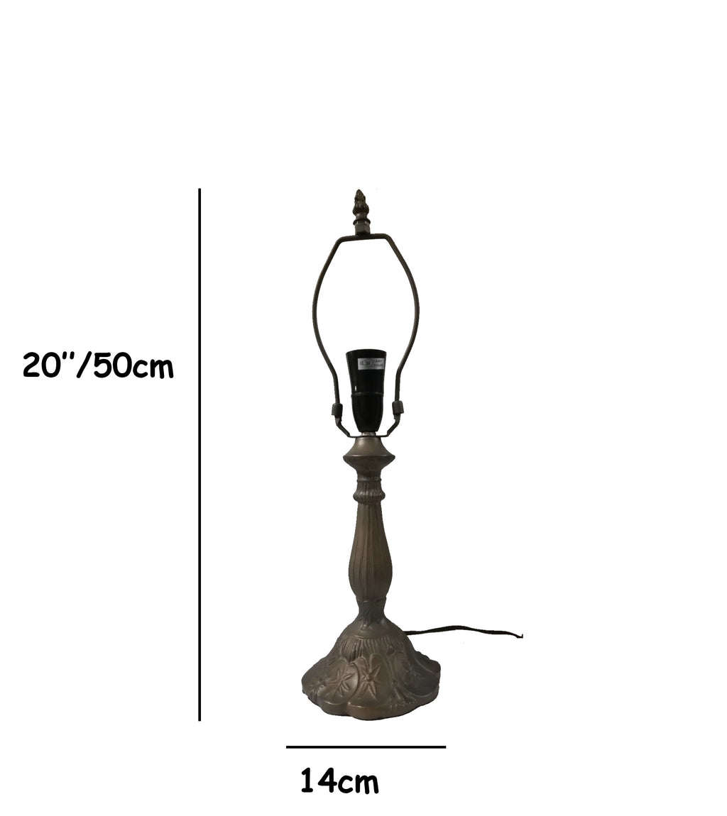 Table Lamp Base and Harp with UK Plug, Antique Brass Finish, Height 49cm, 30cm Dia Tiffany Shade Compatible, (L305M) [Energy Class A]