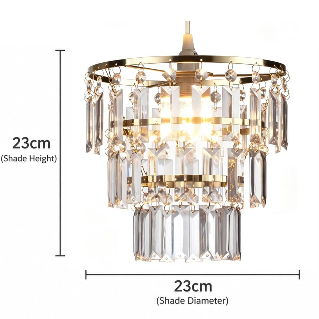 Easy Fit Antique Brass Crystal Effect Pendant Lamp Shade 23cm