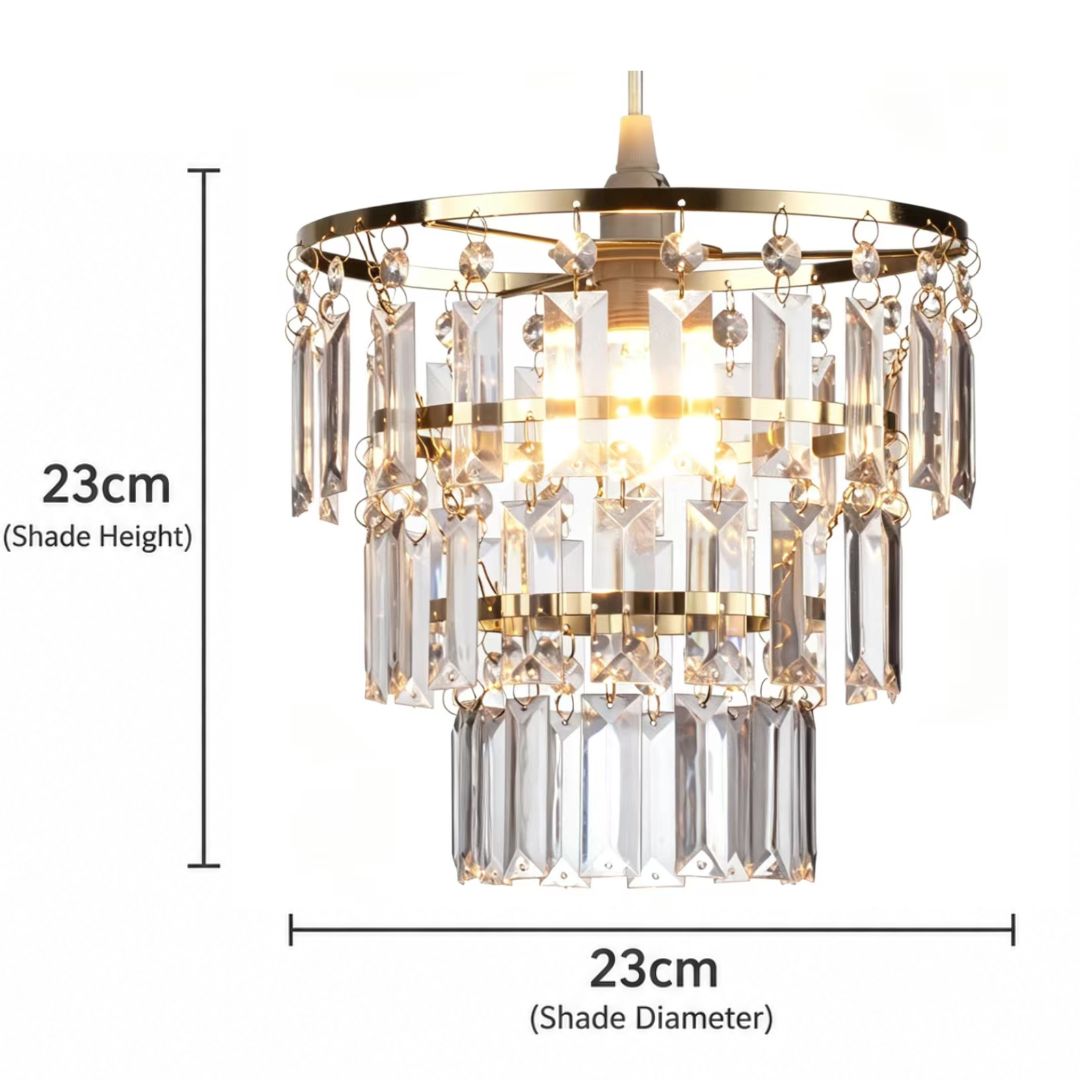 Easy Fit Antique Brass Crystal Effect Pendant Lamp Shade 23cm