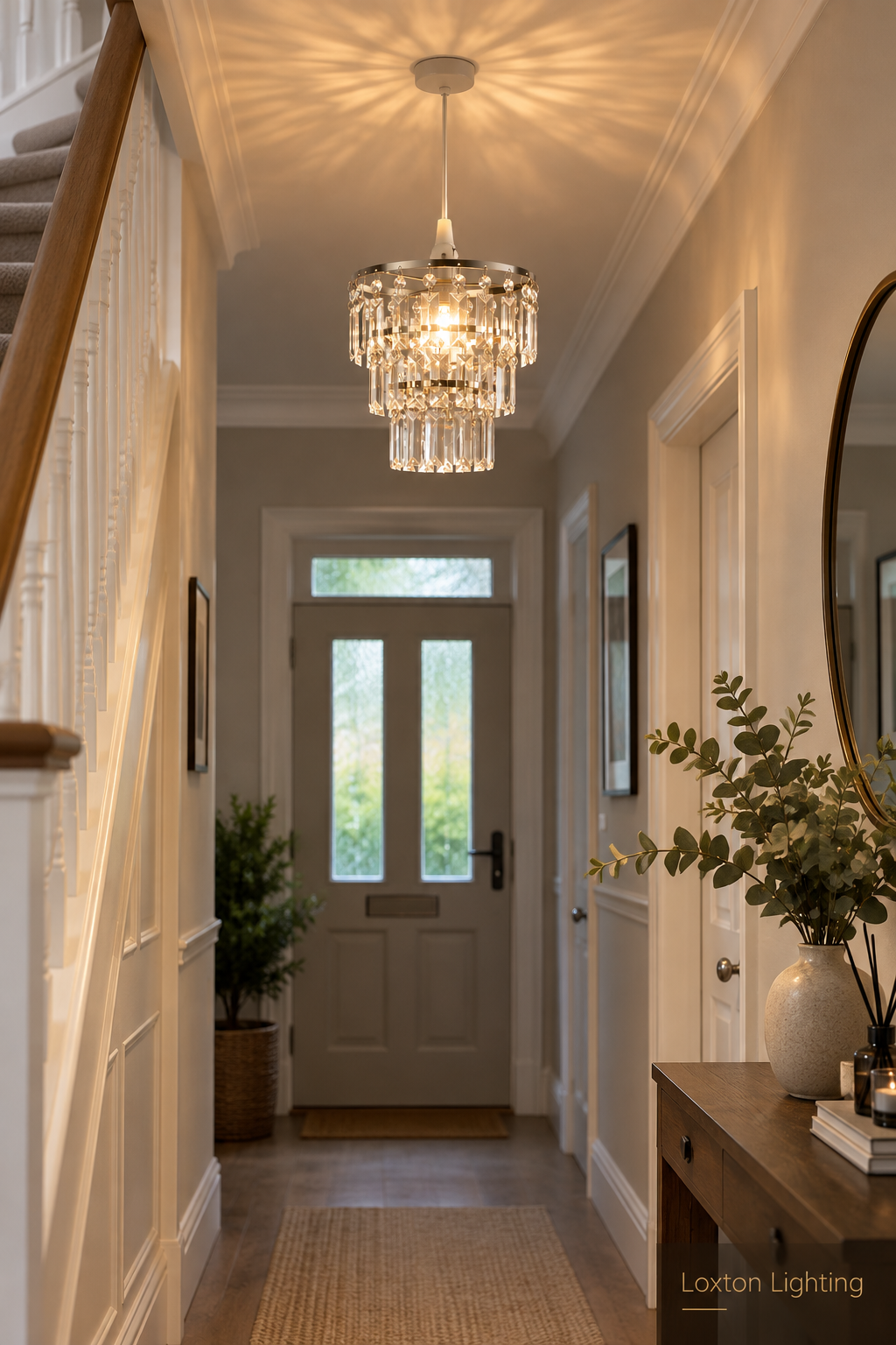 Easy Fit Chrome Crystal Effect Pendant Lamp Shade 23cm