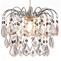 Crystal Acrylic Drop Easy Fit Ceiling Lampshade Clear & Grey Droplets, Chrome Frame, 29cm Diameter, 25cm Height, BC/ES Shade Ring