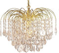 6-Tier Crystal Effect Fountain 1 Light Chandelier Ceiling Pendant with Gold Finish Frame Great for Living Room Hallway or Bedroom