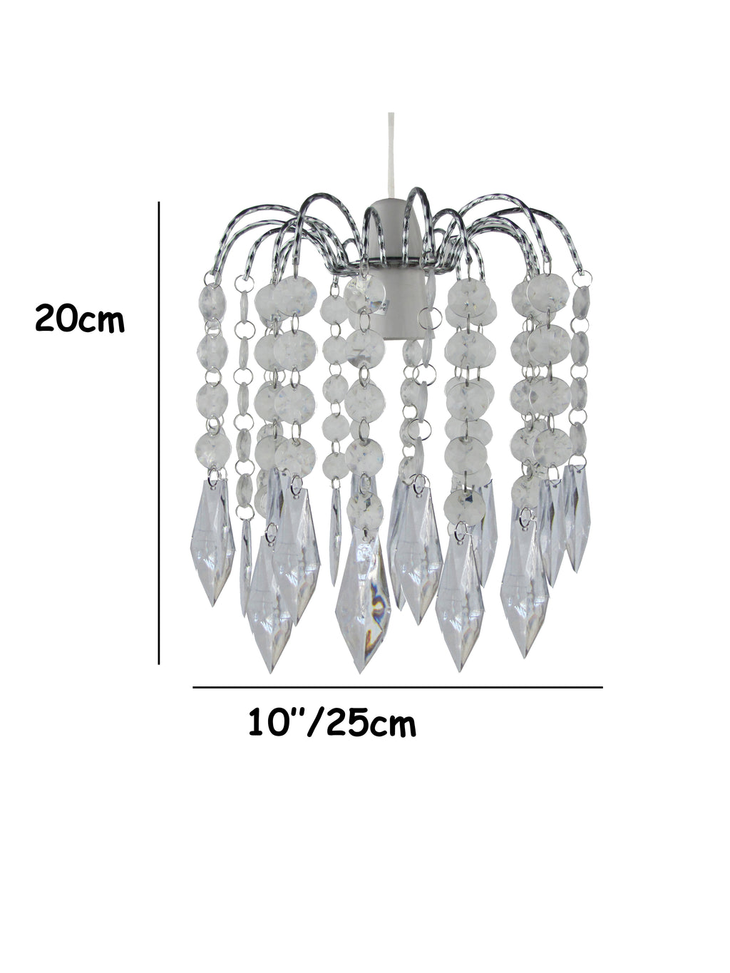 Easy Fit Chrome Crystal Effect Fountain Pendant Lampshade (2 Tier - 20cm Dia')