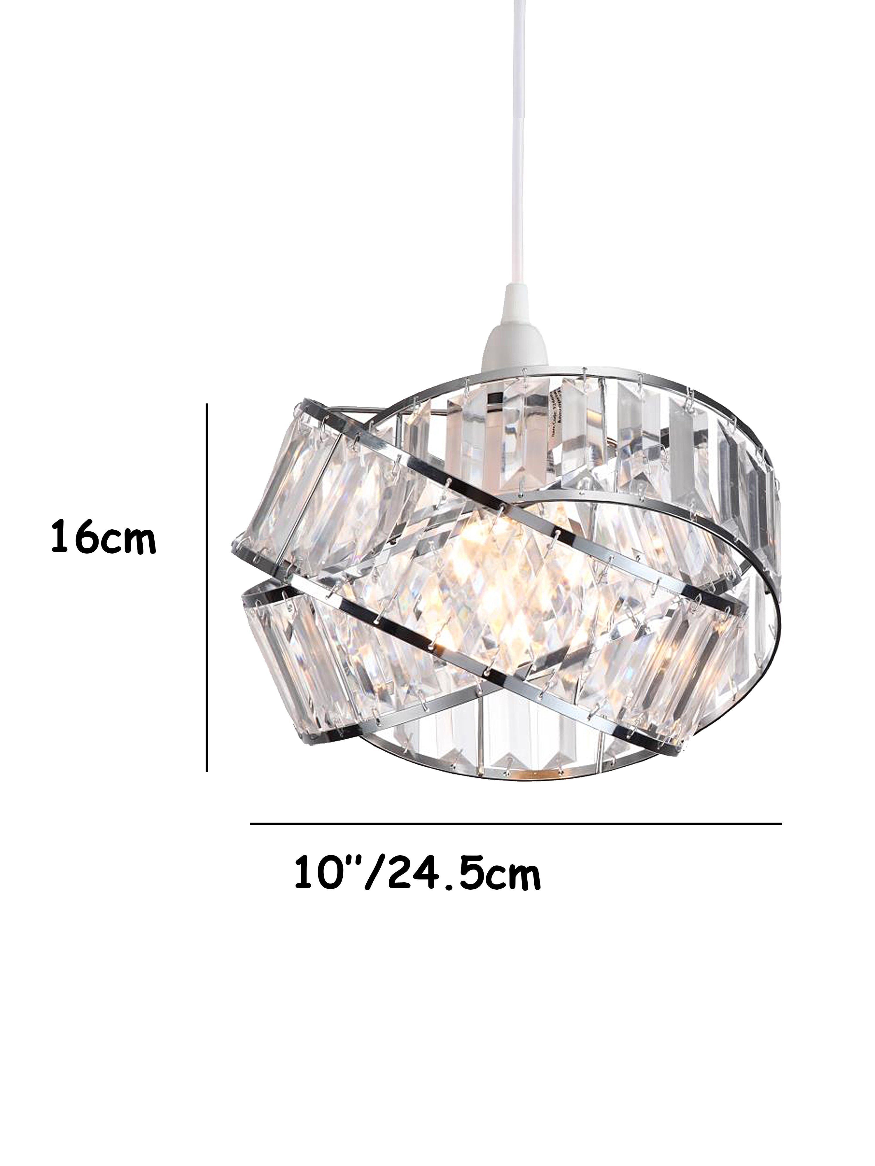Modern EasyFit Polished Chrome & Clear Crystal Effect Jewel Intertwined Rings Design Ceiling Pendant Light Shade - Perfect for bedrooms, Living Rooms, hallways