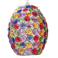 Oval Pendant Light Shade Multi-Colour Jewels with Silver Wire and Chrome Frame BC Shade Ring Ceiling Light for Bedrooms, Lounges, Halls, Kitchens