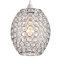 Oval Crystal Pendant Light Shade Clear Jewels with Modern Chrome Hanging lamp - EasyFit ES/BC Shade Ring Ceiling Light for Bedrooms, Lounges, Halls, Kitchens