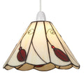 Tiffany Style Pendant Light Shade, 25 cm, Beige Leaf Design, Scalloped Glass (Red)