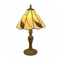 Loxton Lighting Leaf Tiffany Lamp 10inch (Beige - Brown) | 41cm Height, Polyresin Base, Inline Switch, 1.5m Cable Included, British 3 Pin Plug [Energy Class A]