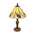 Loxton Lighting Leaf Blue Tiffany Lamp 10inch | 41cm Height, Polyresin Base, Inline Switch, 1.5m Cable Included, British 3 Pin Plug [Energy Class A]