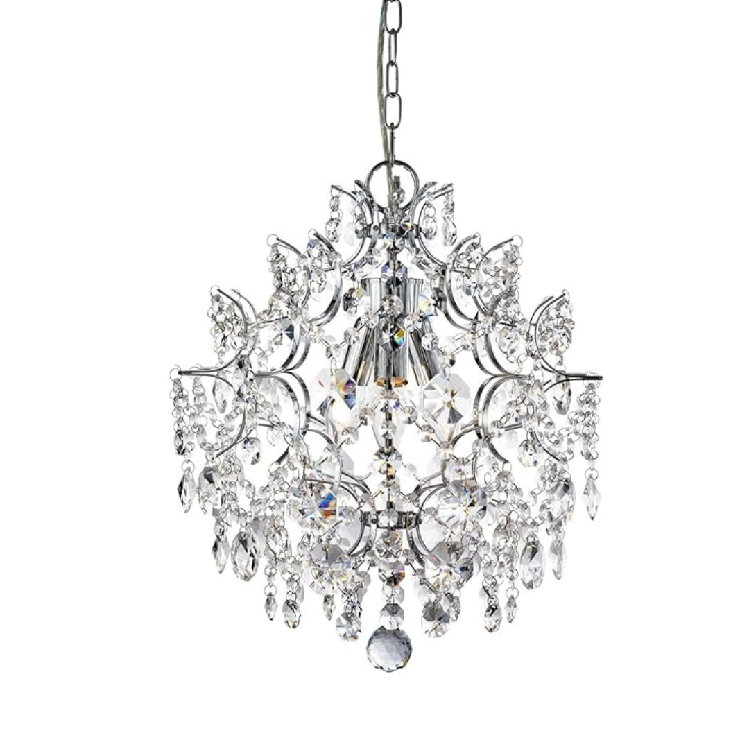 45cm Diameter Chrome Crystal Sphere Chandelier Ceiling Fitting - 3 Light E14 Fitting Ideal for Living Rooms, Hallways, Reception Rooms, Pubs, Restaurants