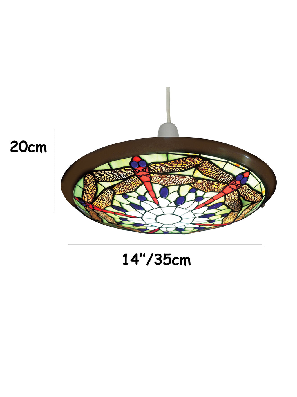 35cm Blue Green Tiffany Glass Dragonfly Uplighter EasyFit Lampshade