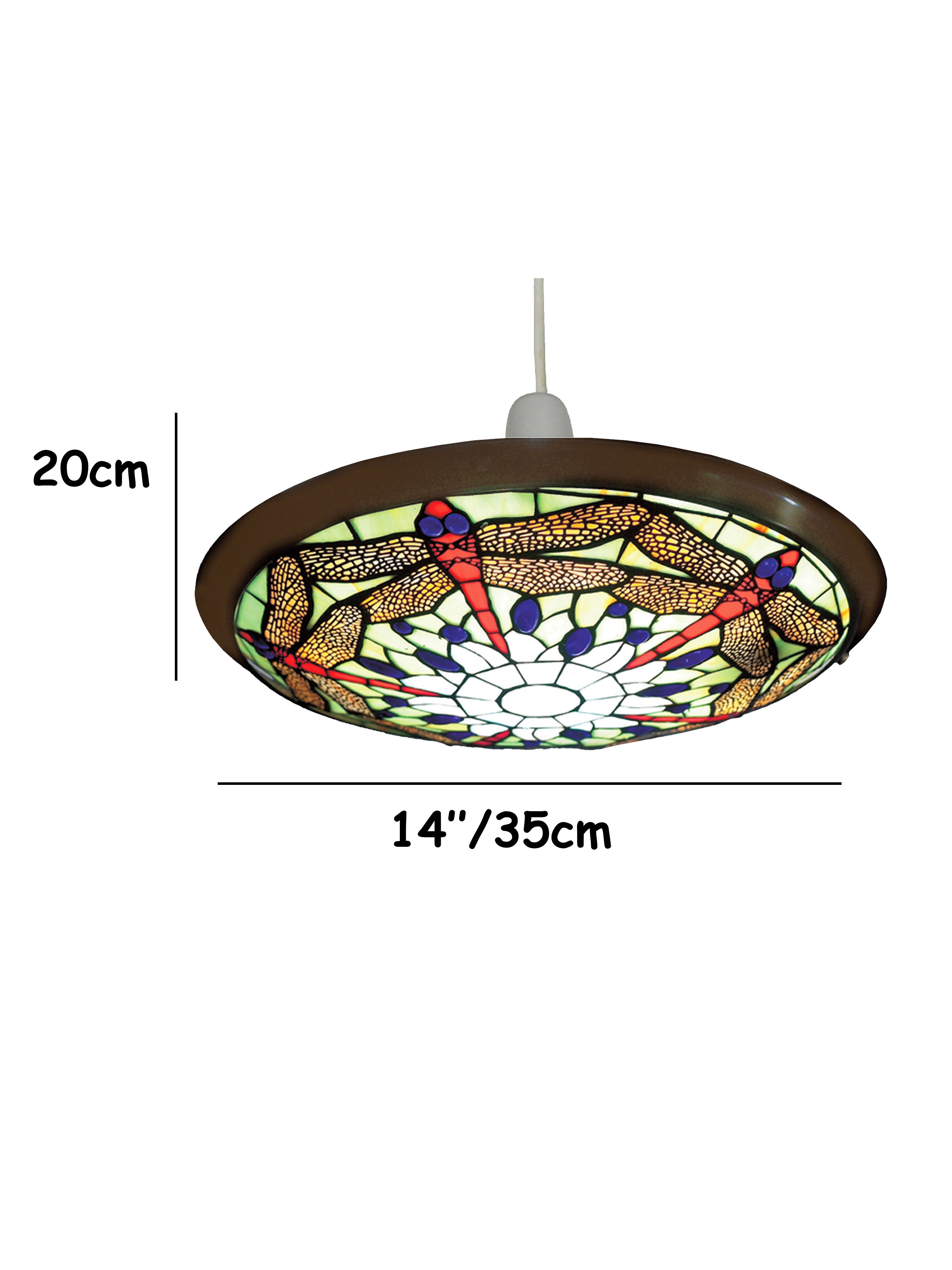 35cm Blue Green Tiffany Glass Dragonfly Uplighter EasyFit Lampshade