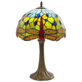 Large Classic Blue Green Dragonfly Tiffany Stained Glass Table Lamp - 16 inch Diameter - Great for Living Rooms, Hallways, and Bedrooms (PM05) Large