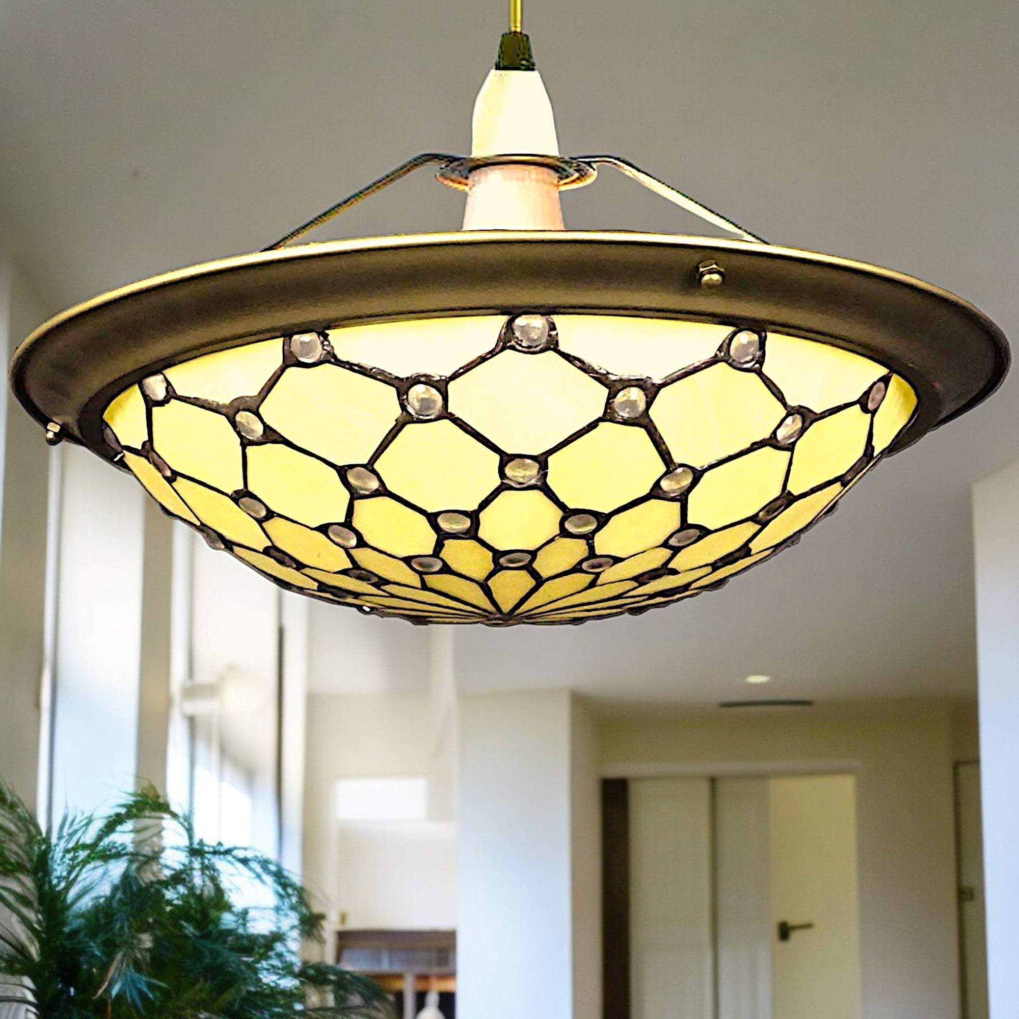 Stained Glass 35cm Jewel Tiffany Uplighter Pendant Lampshade EasyFit ES/BC Shade Ring (PM21UPL)