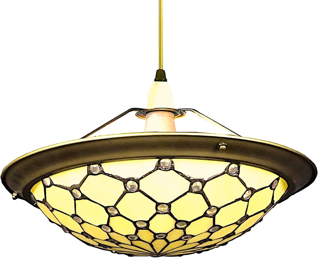Stained Glass 35cm Jewel Tiffany Uplighter Pendant Lampshade EasyFit ES/BC Shade Ring (PM21UPL)