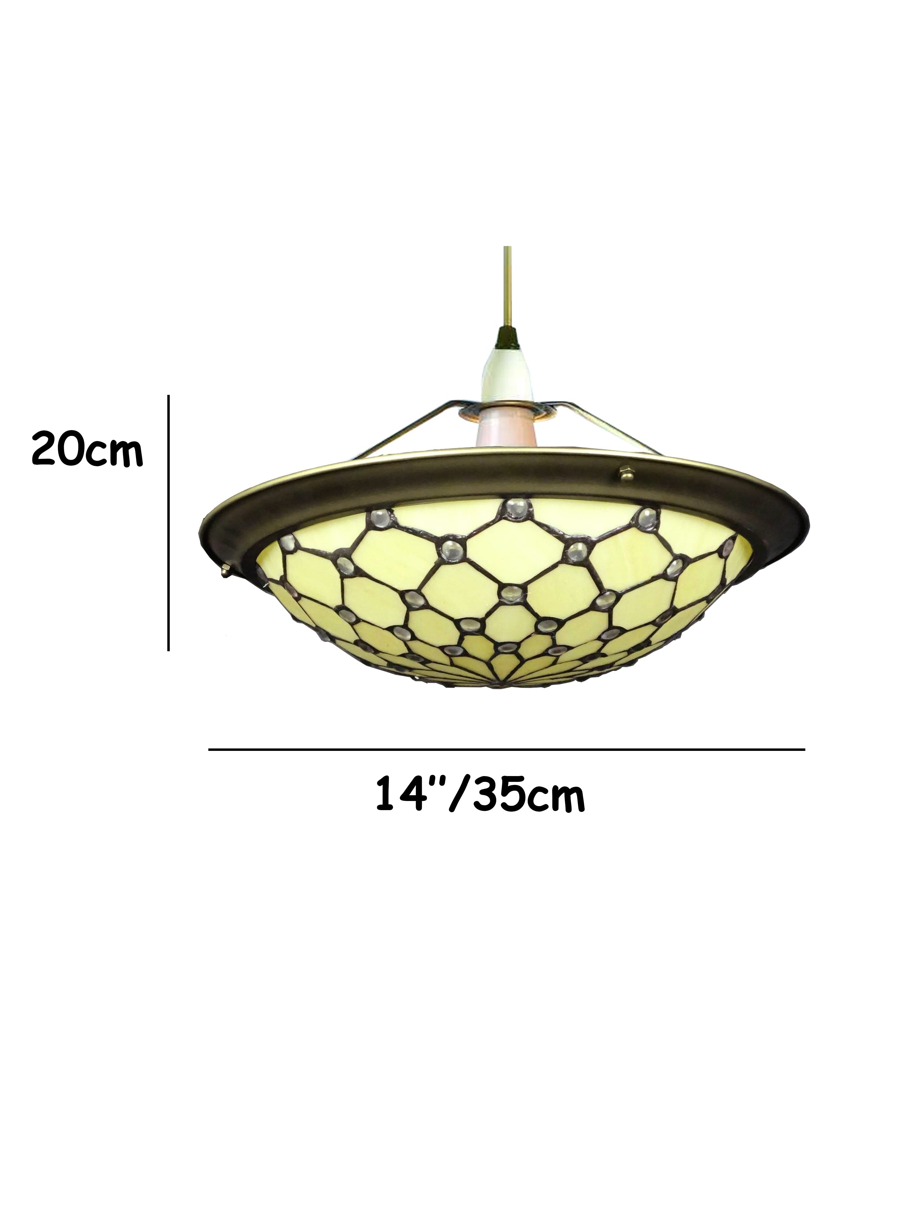 Stained Glass 35cm Jewel Tiffany Uplighter Pendant Lampshade EasyFit ES/BC Shade Ring (PM21UPL)