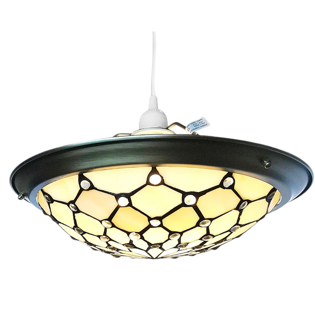 Stained Glass 35cm Jewel Tiffany Uplighter Pendant Lampshade EasyFit ES/BC Shade Ring (PM21UPL)