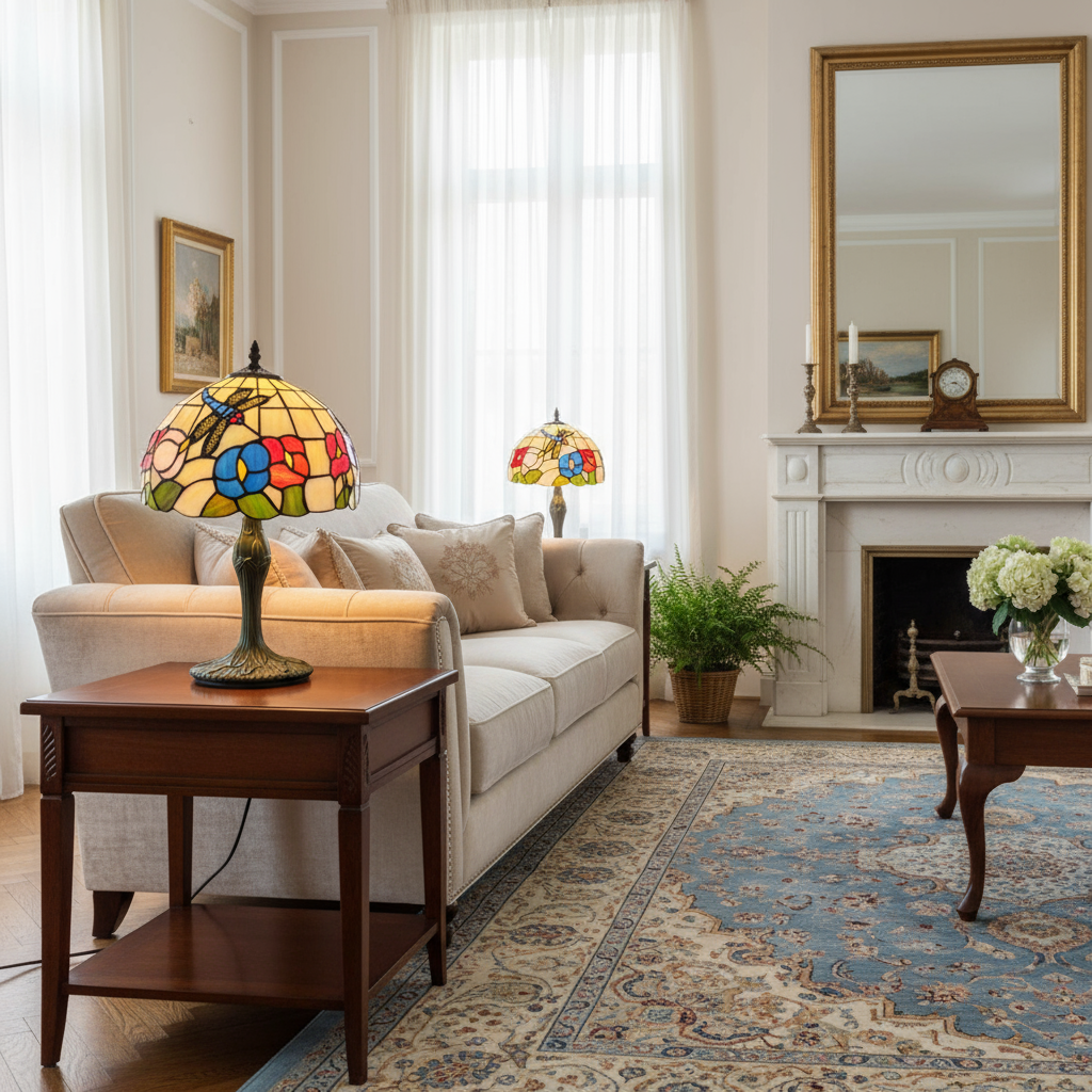 12inch Dragonfly Stained Glass Table Lamp for Bedroom, Living Room, Dining Room, Nursery, Office, Home Decor