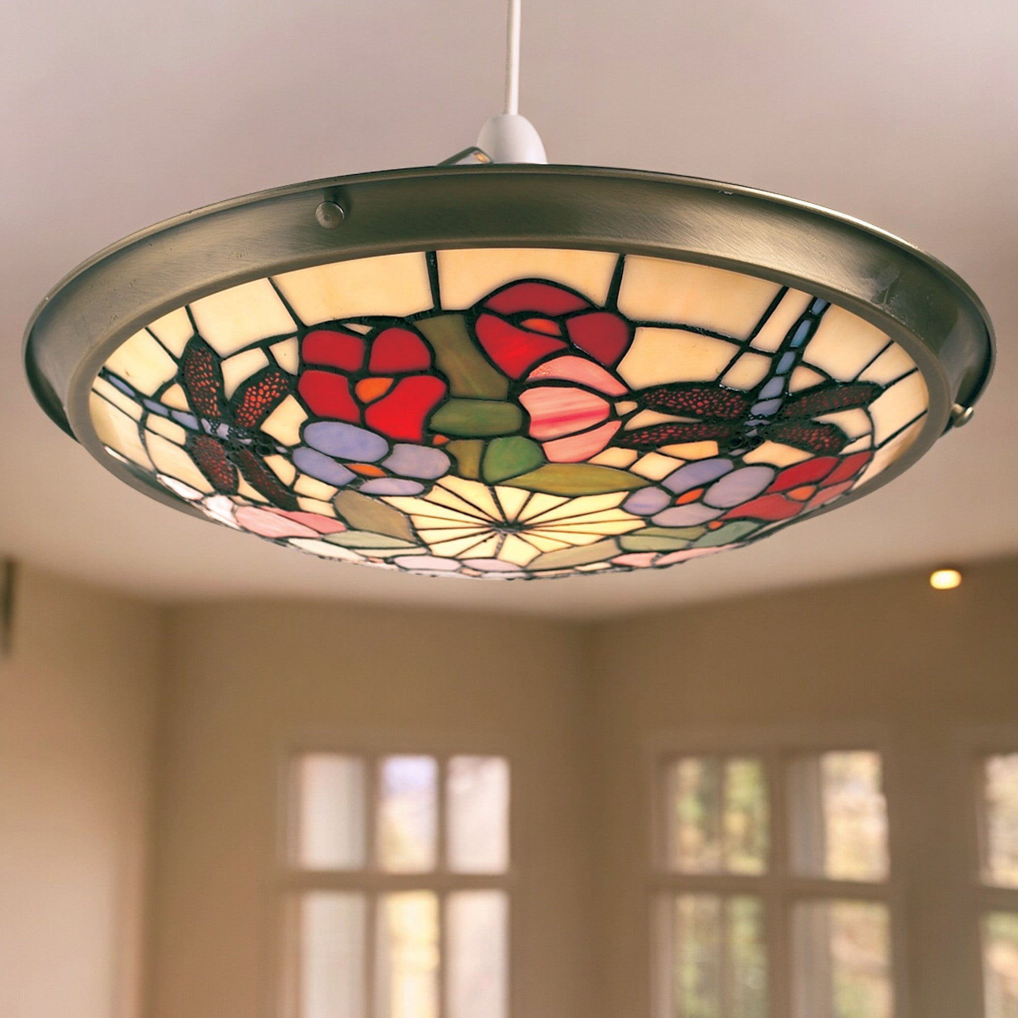 35cm Tiffany Dragonfly Uplighter Easyfit Beige