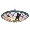 Stained Glass Tiffany Easy-Fit Dragonfly Uplighter Pendant Ceiling Lampshade (Green and Beige)