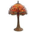 Loxton Lighting Classic Orange Dragonfly Tiffany Stained Glass Table Lamp - 12 inch Diameter - Great for Living Rooms, Hallways, and Bedrooms
