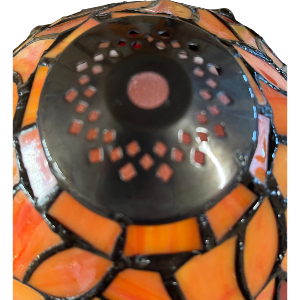 Tiffany Style Dragonfly Stained Glass Lampshade, 20 cm Diameter, Orange and Silver, 10 mm Ring (Shade Only)