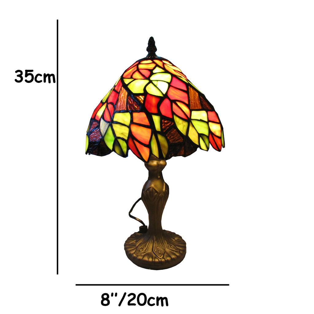 20cm Orange/Green Leaf Design Table Lamp, Brown
