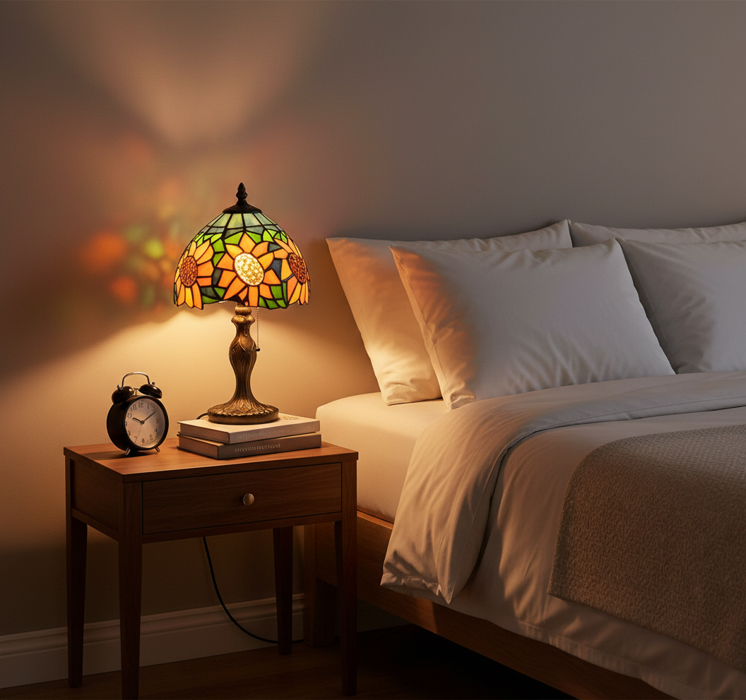 Tiffany Sunflower Design Table Lamp, Yellow/Orange