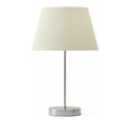 Modern Brushed Chrome Table Lamp with Cream Cotton Drum Shade