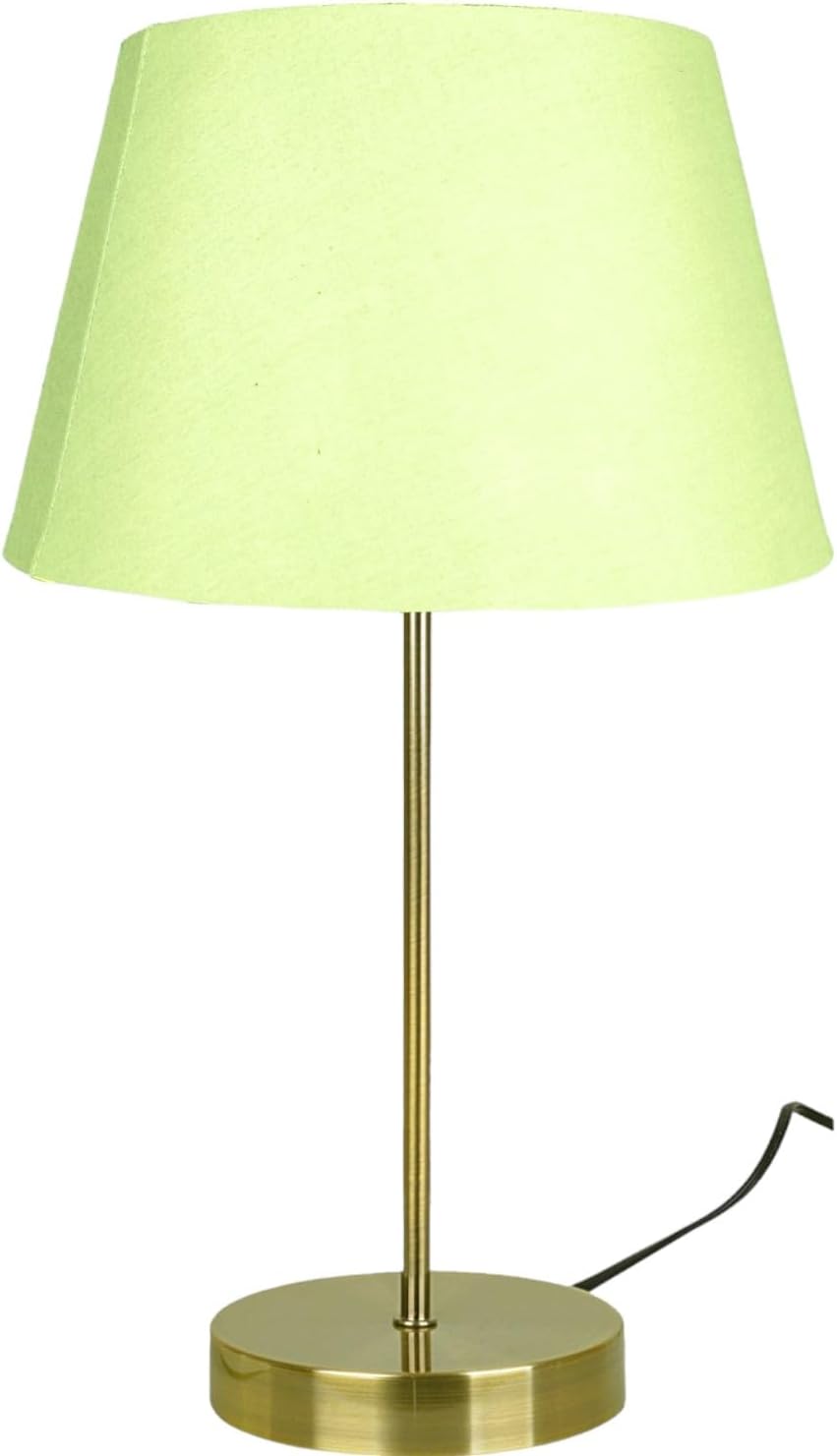 Antique Brass Finished Table Lamp with Chunky Base and Cream Cotton Drum Shade - for Bedrooms Living Rooms Side Tables