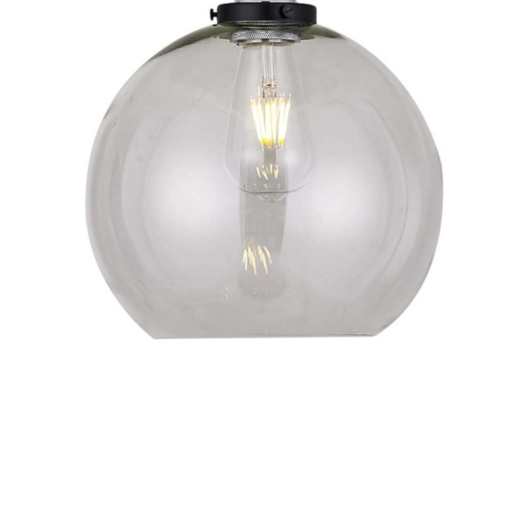 Vintage Glass Ball Lampshade with Black Shade Ring That Sits on top - Clear (Clear)
