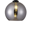 Vintage Glass Ball Lampshade with Black Shade Ring That Sits on top - Smoked Glass